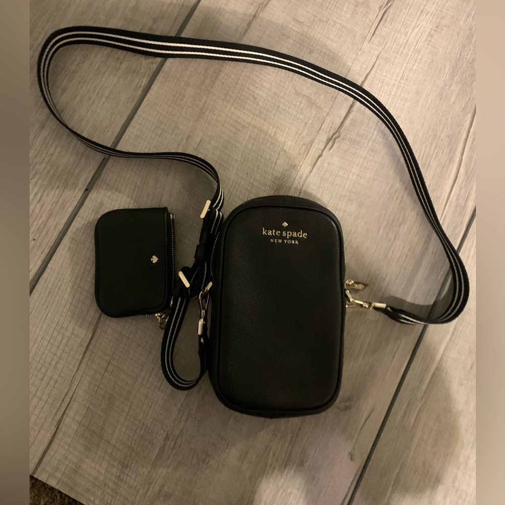 Kate Spade Rosie Pebbled Leather North South Phone Crossbody Bag Black